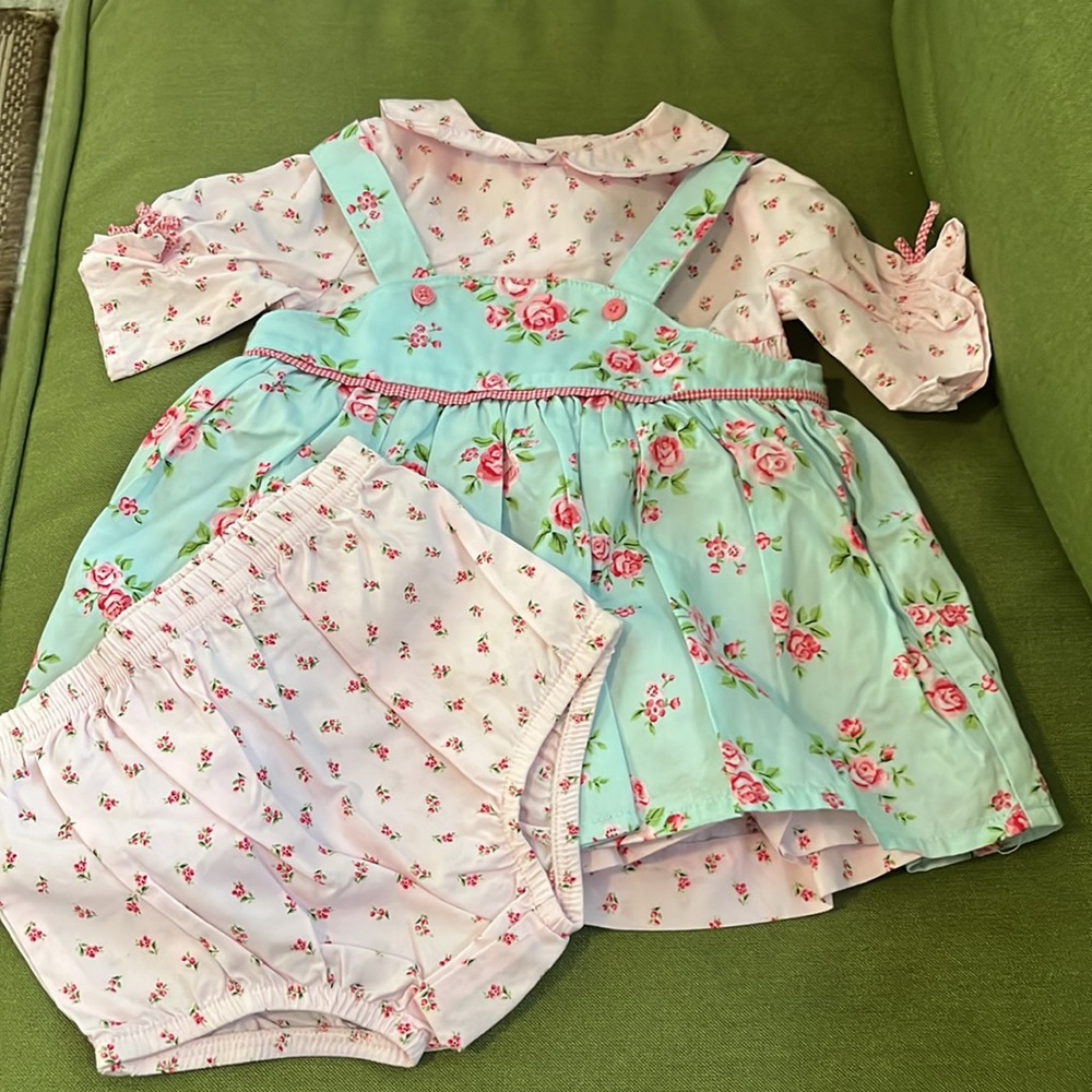 Carters 3pc dress- blue and pink